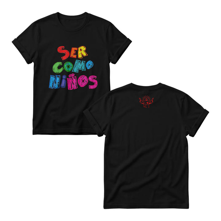 Christianartworkshop Ser Como Niños Mehrfarbiger, glänzender Bubble-Print mit spanischer Schrift auf der Vorderseite für Damen-Rundhalsausschnitte - Schwarz - 4XL - image 6