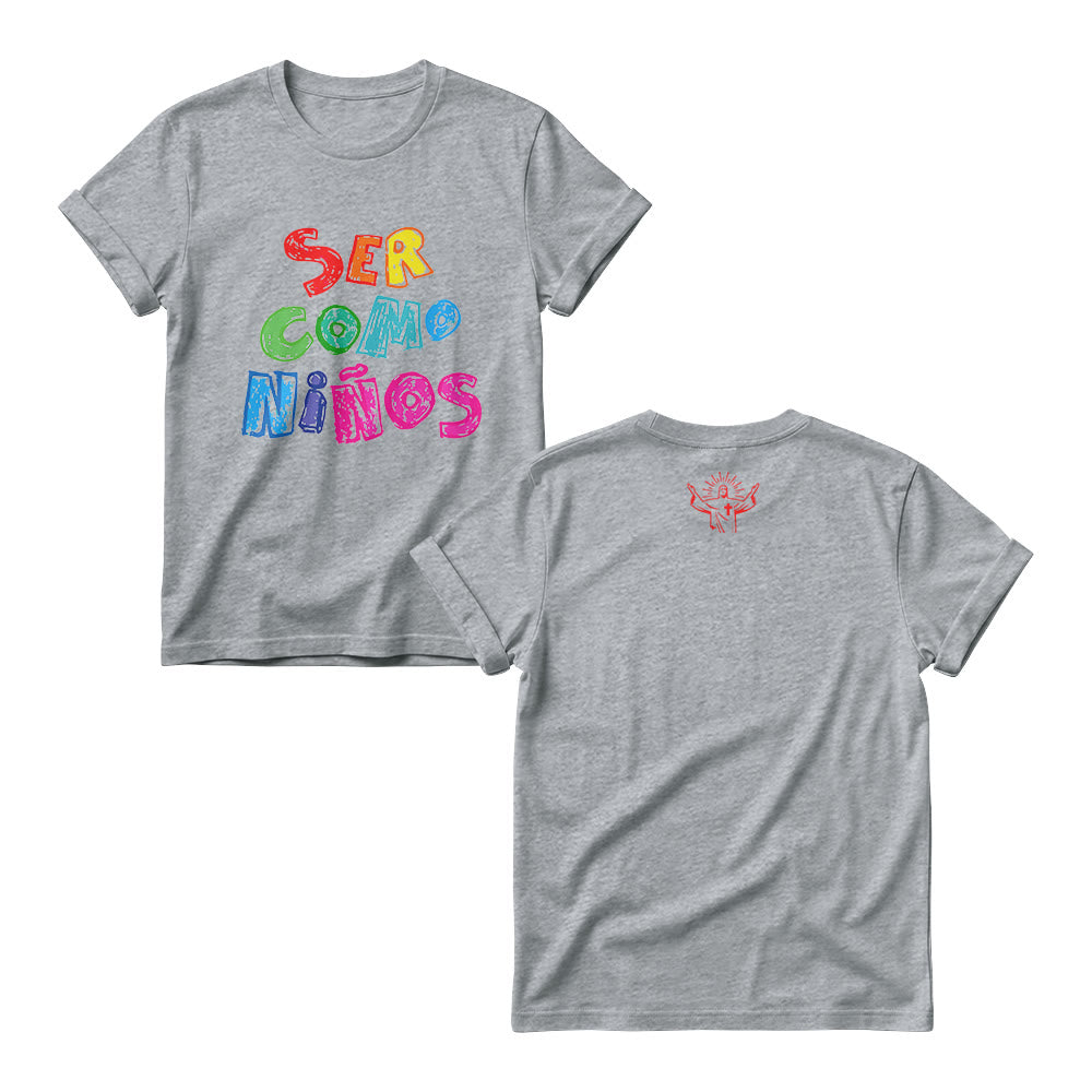 Christianartworkshop Ser Como Niños Mehrfarbiger, glänzender Bubble-Print mit spanischer Schrift auf der Vorderseite für Damen-Rundhalsausschnitte - Grau - 4XL - image 4