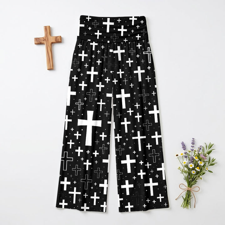 Christianartworkshop Weit geschnittene Damenhose mit verstreutem, gemischtem Kreuzmuster und Allover-Print. - US22, UK/AU26, EU54 - image 0