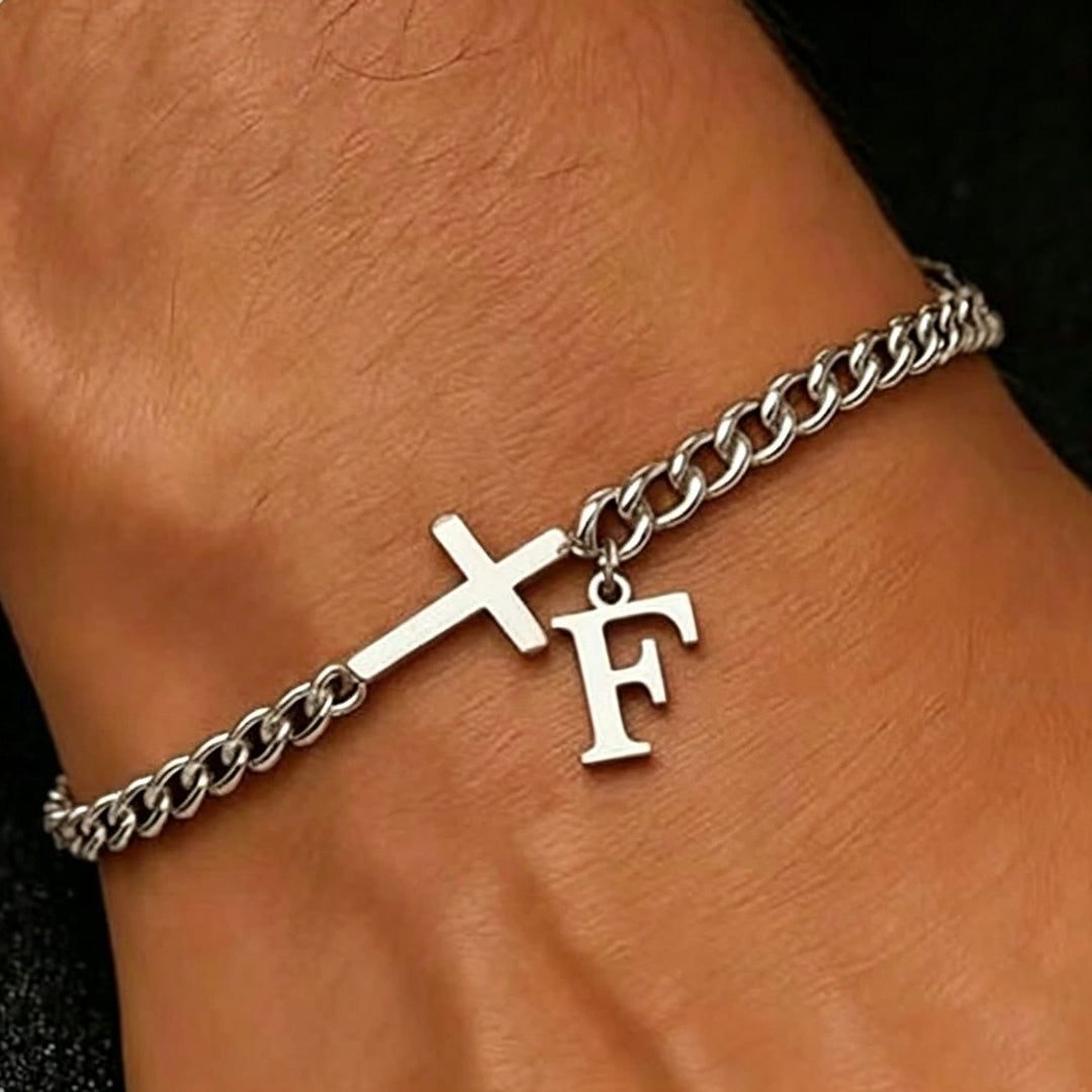 Christianartworkshop Buchstabenkreuz-Panzerkettenarmband: Personalisiertes Symbol unerschütterlichen himmlischen Glaubens - F - image 7