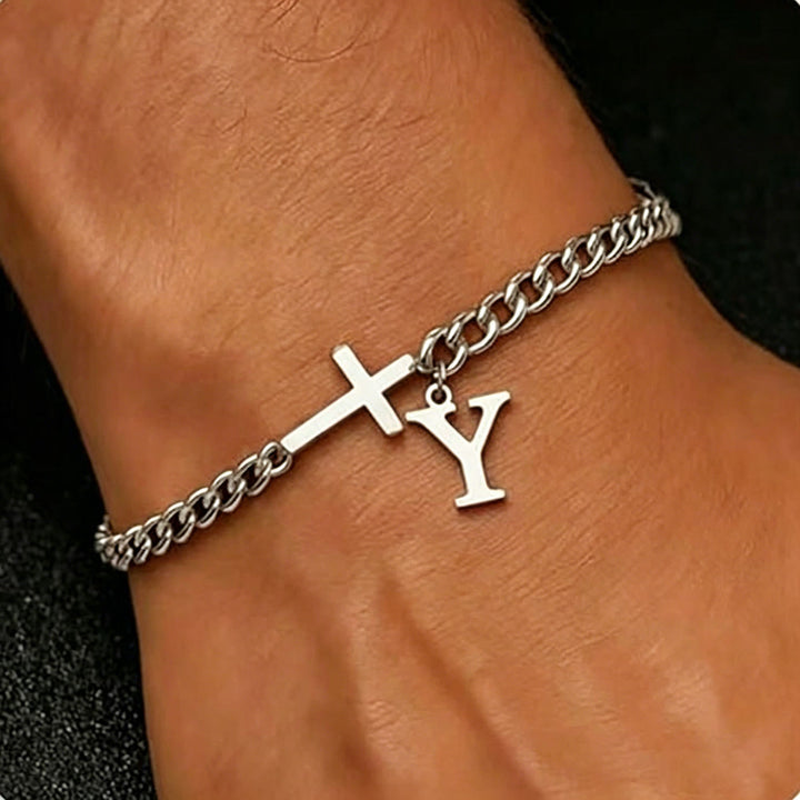 Christianartworkshop Buchstabenkreuz-Panzerkettenarmband: Personalisiertes Symbol unerschütterlichen himmlischen Glaubens - Y - image 26