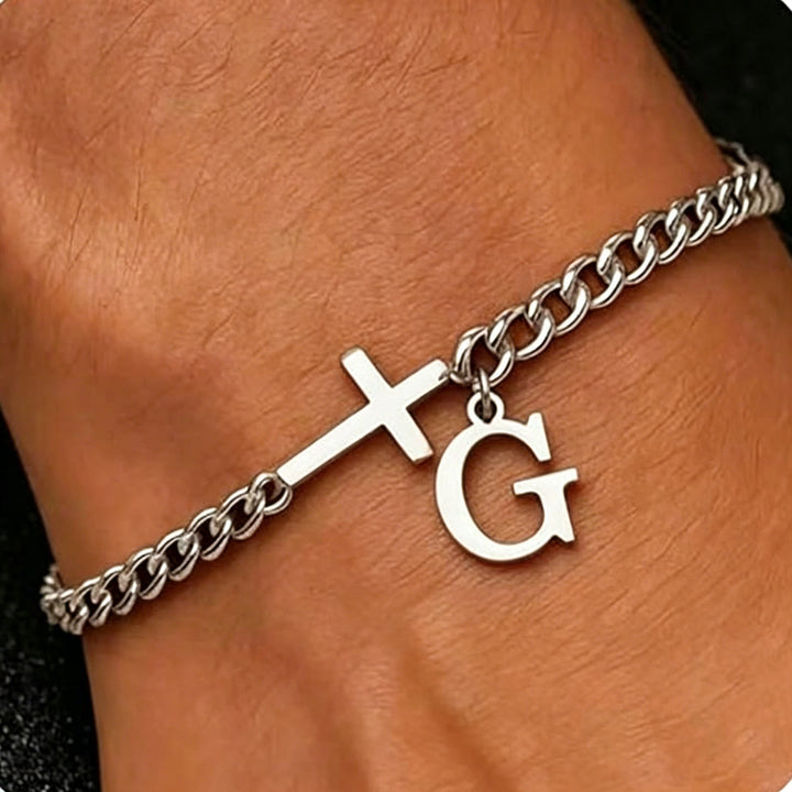 Christianartworkshop Buchstabenkreuz-Panzerkettenarmband: Personalisiertes Symbol unerschütterlichen himmlischen Glaubens - G - image 8