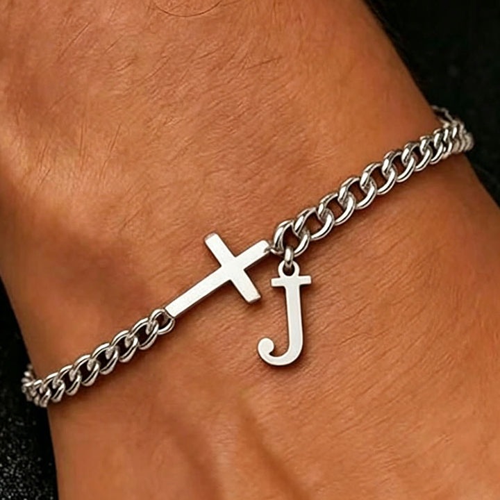 Christianartworkshop Buchstabenkreuz-Panzerkettenarmband: Personalisiertes Symbol unerschütterlichen himmlischen Glaubens - J - image 11