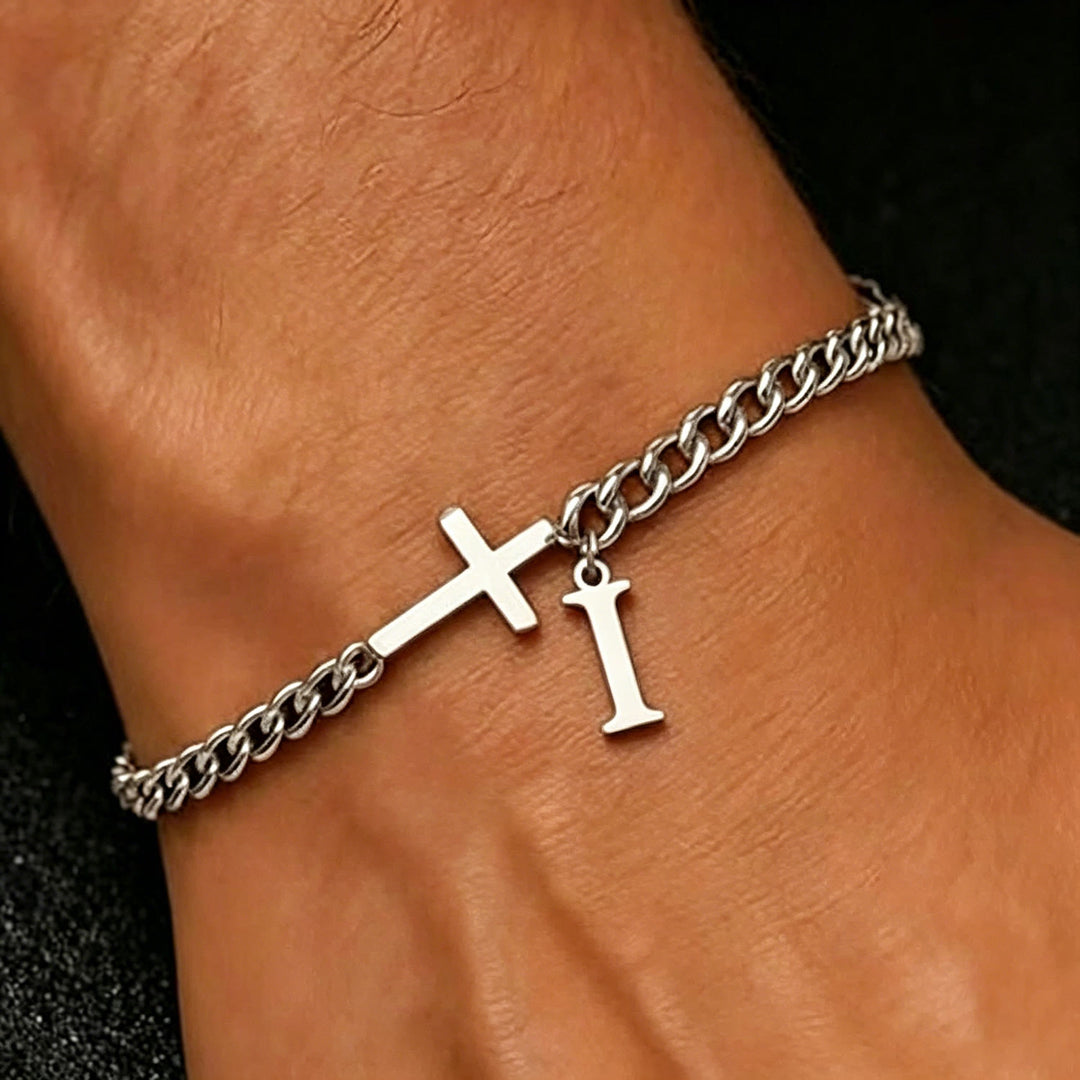 Christianartworkshop Buchstabenkreuz-Panzerkettenarmband: Personalisiertes Symbol unerschütterlichen himmlischen Glaubens - ICH - image 10