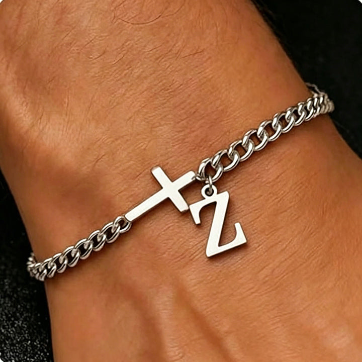 Christianartworkshop Buchstabenkreuz-Panzerkettenarmband: Personalisiertes Symbol unerschütterlichen himmlischen Glaubens - Z - image 27