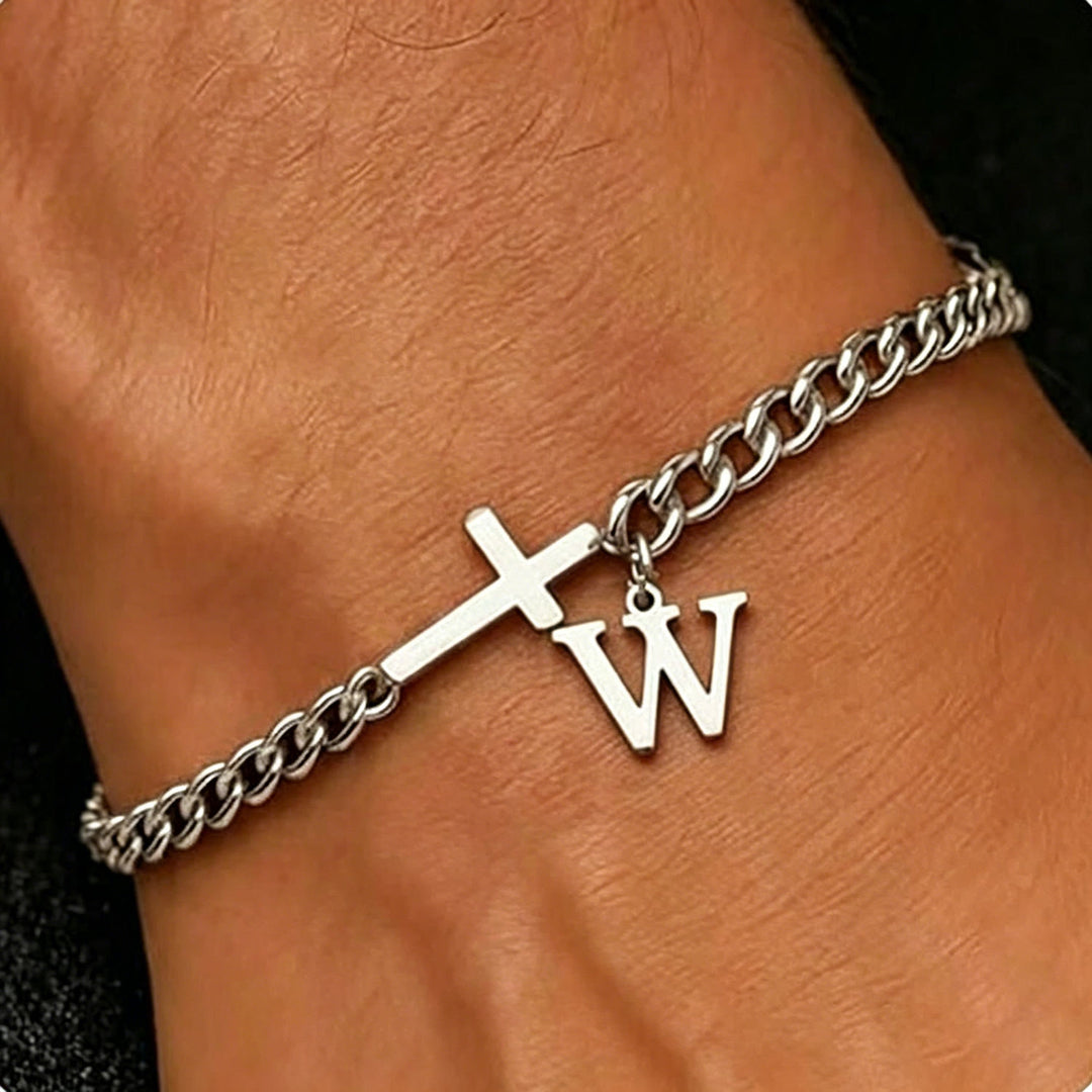 Christianartworkshop Buchstabenkreuz-Panzerkettenarmband: Personalisiertes Symbol unerschütterlichen himmlischen Glaubens - W - image 24