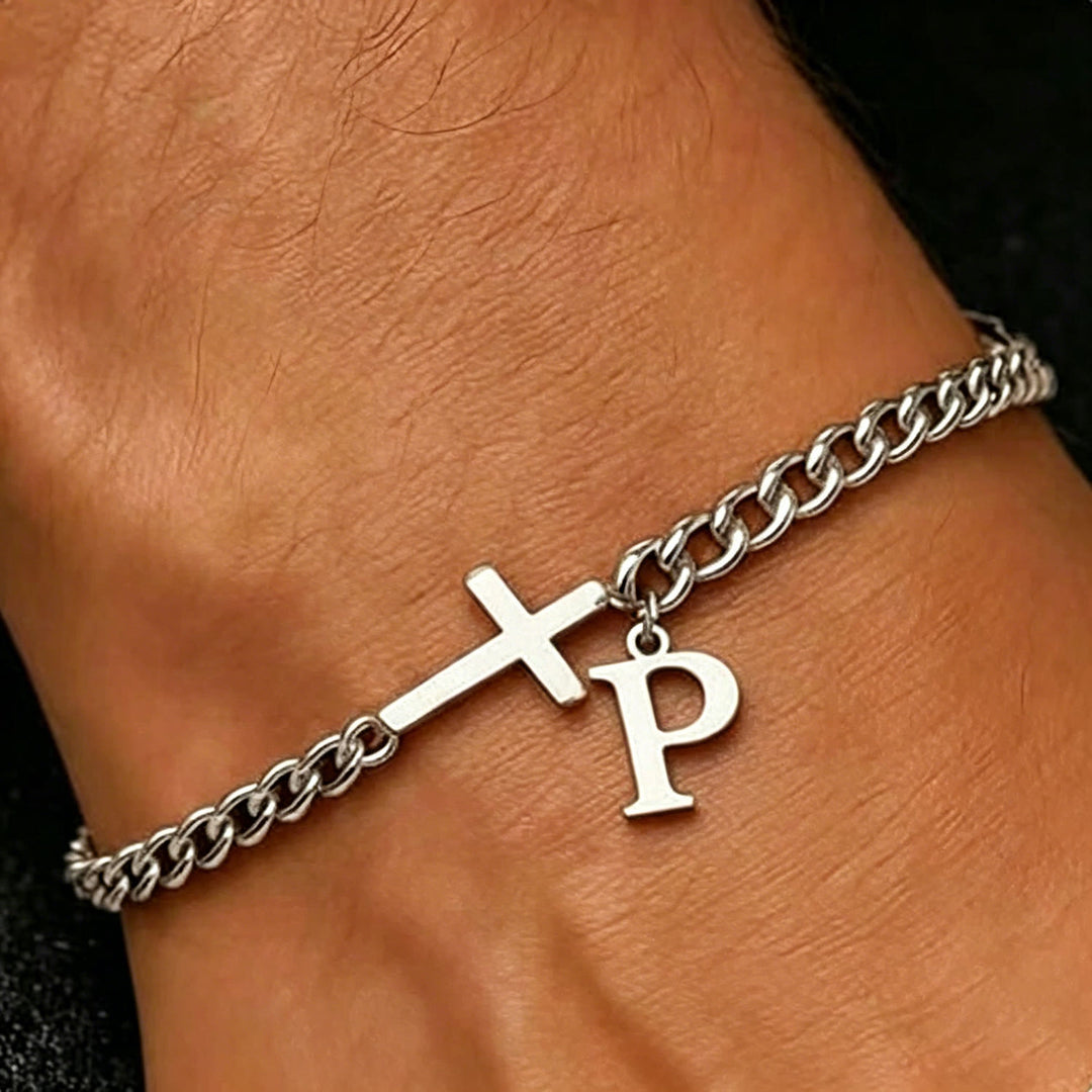 Christianartworkshop Buchstabenkreuz-Panzerkettenarmband: Personalisiertes Symbol unerschütterlichen himmlischen Glaubens - P - image 17