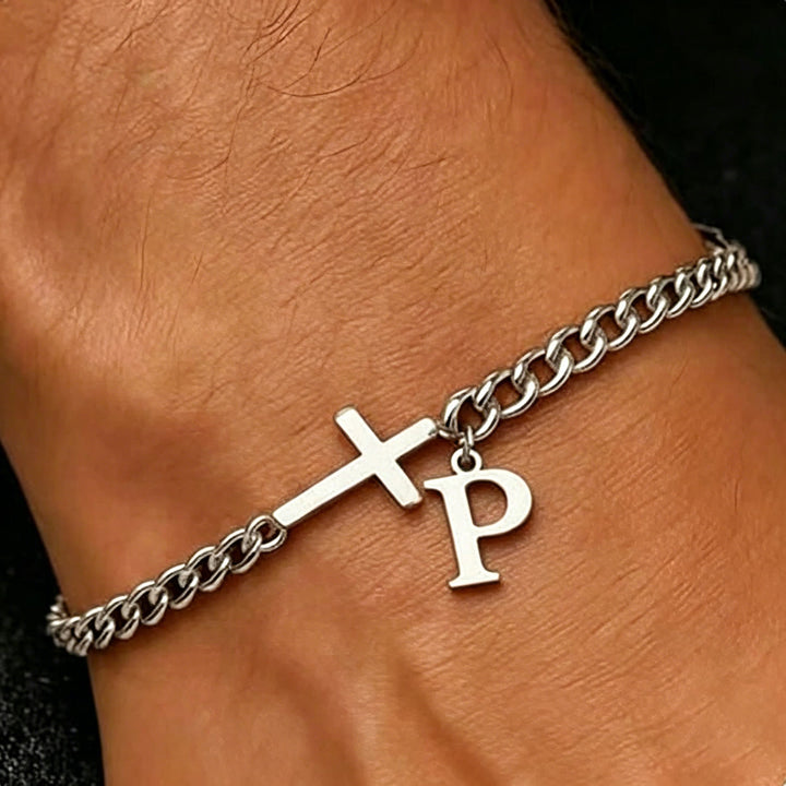 Christianartworkshop Buchstabenkreuz-Panzerkettenarmband: Personalisiertes Symbol unerschütterlichen himmlischen Glaubens - P - image 17