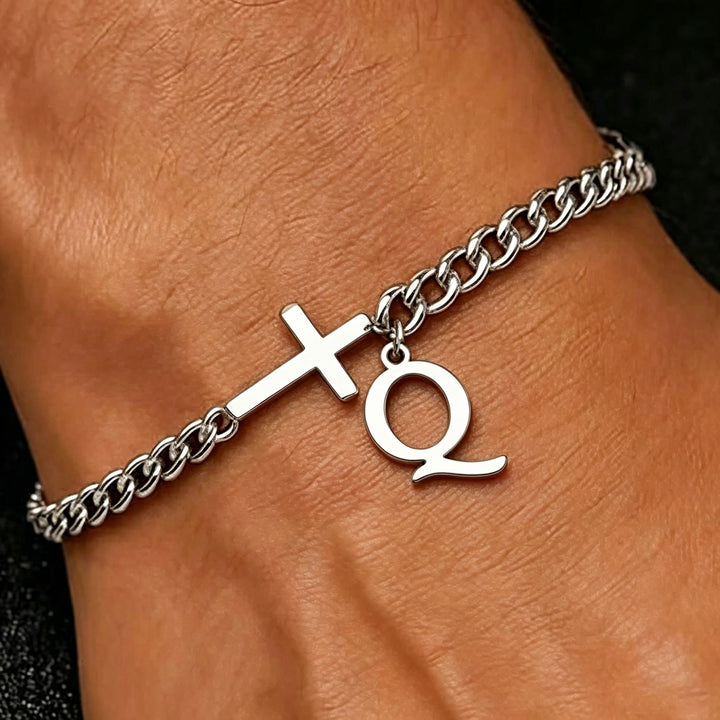 Christianartworkshop Buchstabenkreuz-Panzerkettenarmband: Personalisiertes Symbol unerschütterlichen himmlischen Glaubens - Q - image 18