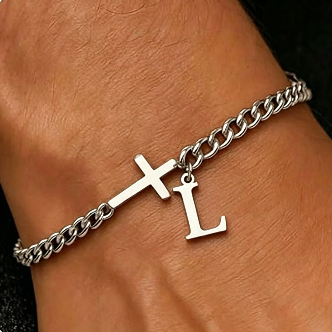 Christianartworkshop Buchstabenkreuz-Panzerkettenarmband: Personalisiertes Symbol unerschütterlichen himmlischen Glaubens - L - image 13