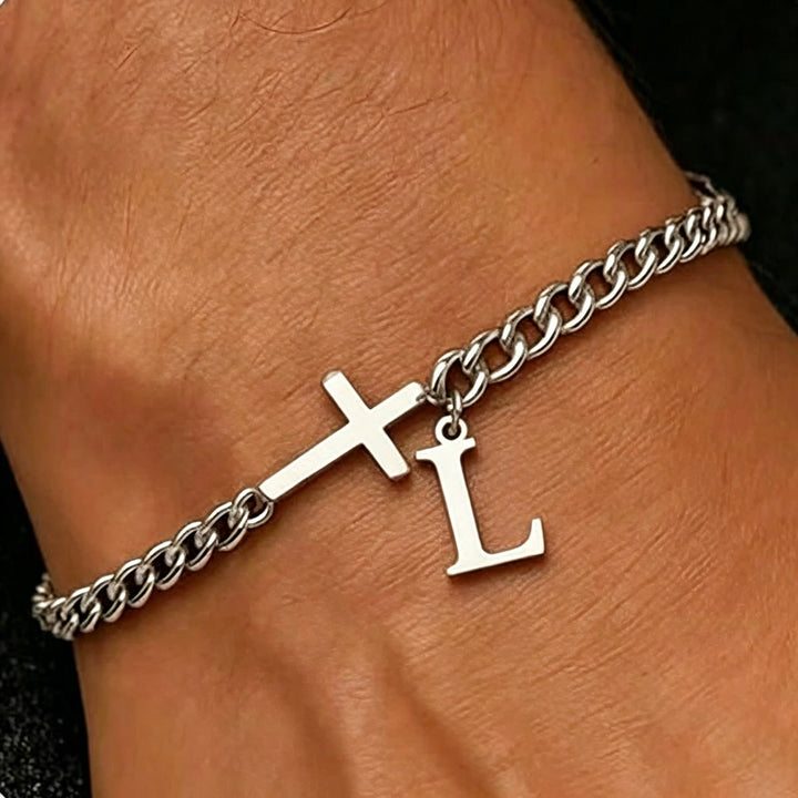 Christianartworkshop Buchstabenkreuz-Panzerkettenarmband: Personalisiertes Symbol unerschütterlichen himmlischen Glaubens - L - image 13