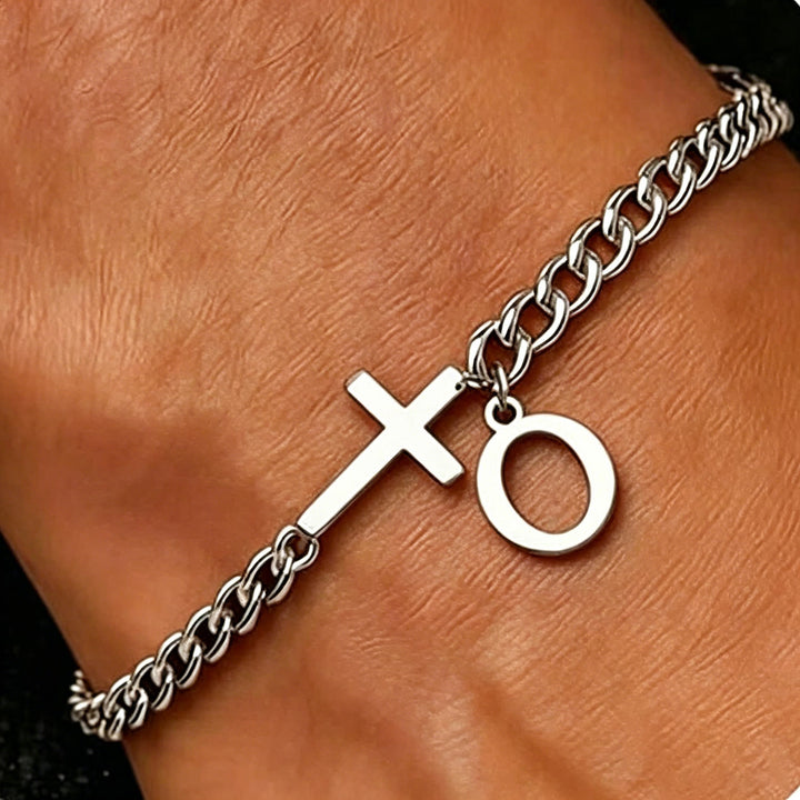 Christianartworkshop Buchstabenkreuz-Panzerkettenarmband: Personalisiertes Symbol unerschütterlichen himmlischen Glaubens - O - image 16