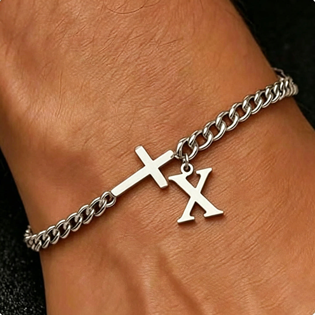 Christianartworkshop Buchstabenkreuz-Panzerkettenarmband: Personalisiertes Symbol unerschütterlichen himmlischen Glaubens - X - image 25