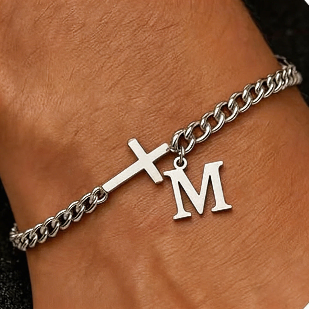 Christianartworkshop Buchstabenkreuz-Panzerkettenarmband: Personalisiertes Symbol unerschütterlichen himmlischen Glaubens - M - image 14
