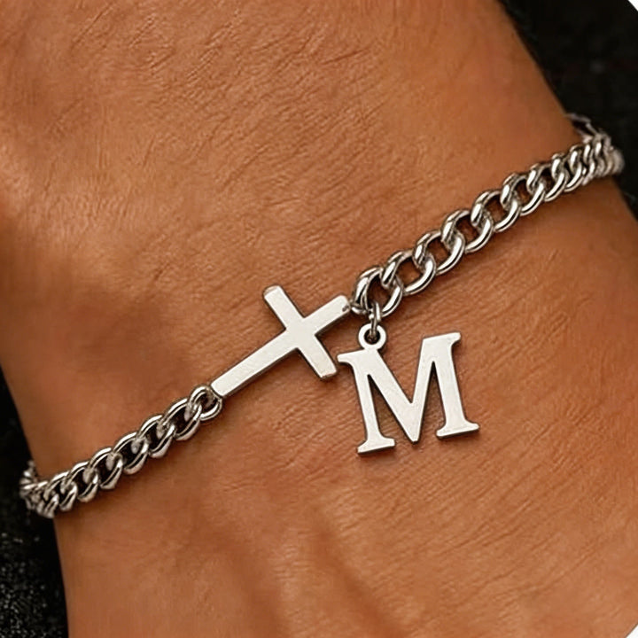 Christianartworkshop Buchstabenkreuz-Panzerkettenarmband: Personalisiertes Symbol unerschütterlichen himmlischen Glaubens - M - image 14