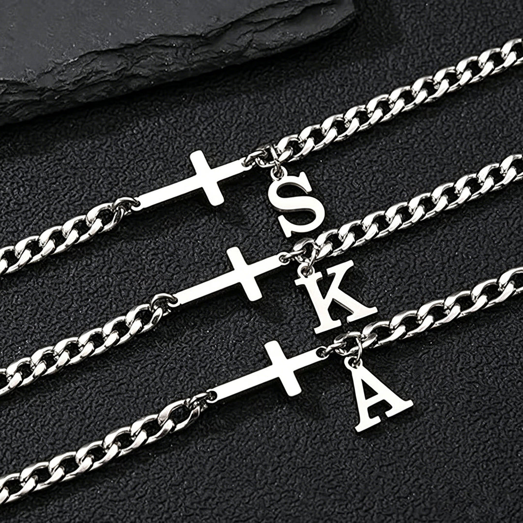 Christianartworkshop Buchstabenkreuz-Panzerkettenarmband: Personalisiertes Symbol unerschütterlichen himmlischen Glaubens - image 1