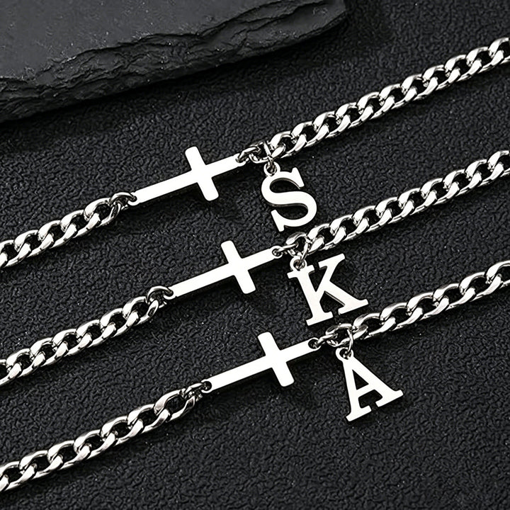 Christianartworkshop Buchstabenkreuz-Panzerkettenarmband: Personalisiertes Symbol unerschütterlichen himmlischen Glaubens - image 1