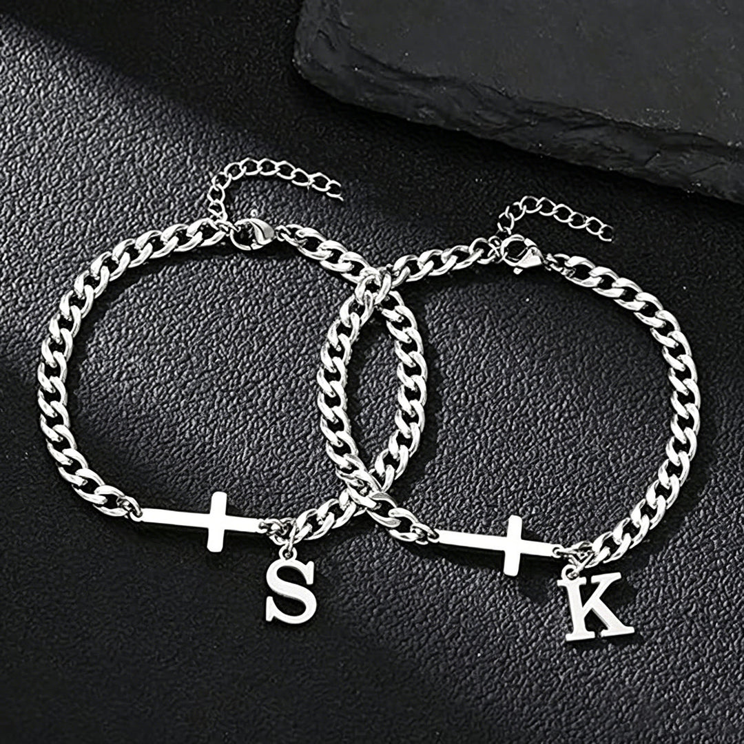 Christianartworkshop Buchstabenkreuz-Panzerkettenarmband: Personalisiertes Symbol unerschütterlichen himmlischen Glaubens - image 2