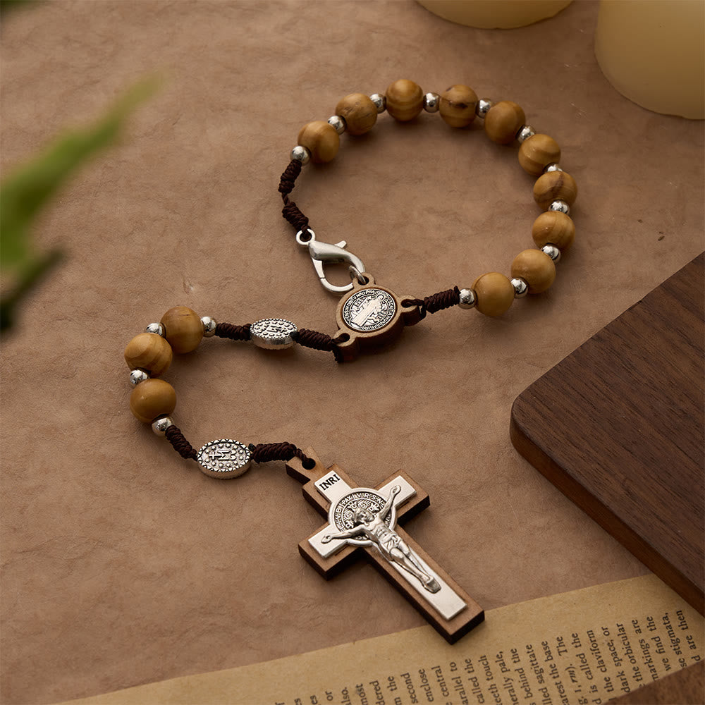Christianartworkshop Rosenkranzarmband aus Holzkreuz: Ein anmutiges Zeichen stillen, betenden Friedens - image 1