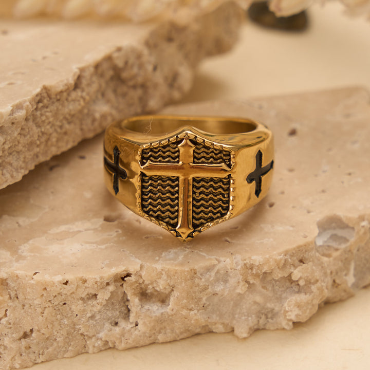 Christianartworkshop Siegelring mit geprägtem Schildkreuz: Zeitloses Symbol unerschütterlichen, heiligen Glaubens - Golden - US 13 - image 7