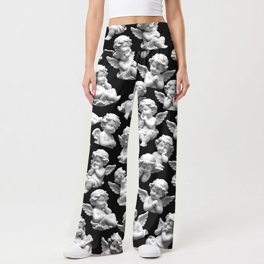 Christianartworkshop Vintage-Hose mit Engelsmotiv, Allover-Print, hoher Bund, ultra-elastisch, weites Bein, Damenmodell „Faith“, mit weitem Bein und hohem Bund, extra dehnbar, mit weitem Bein und hohem Bund. - image 1