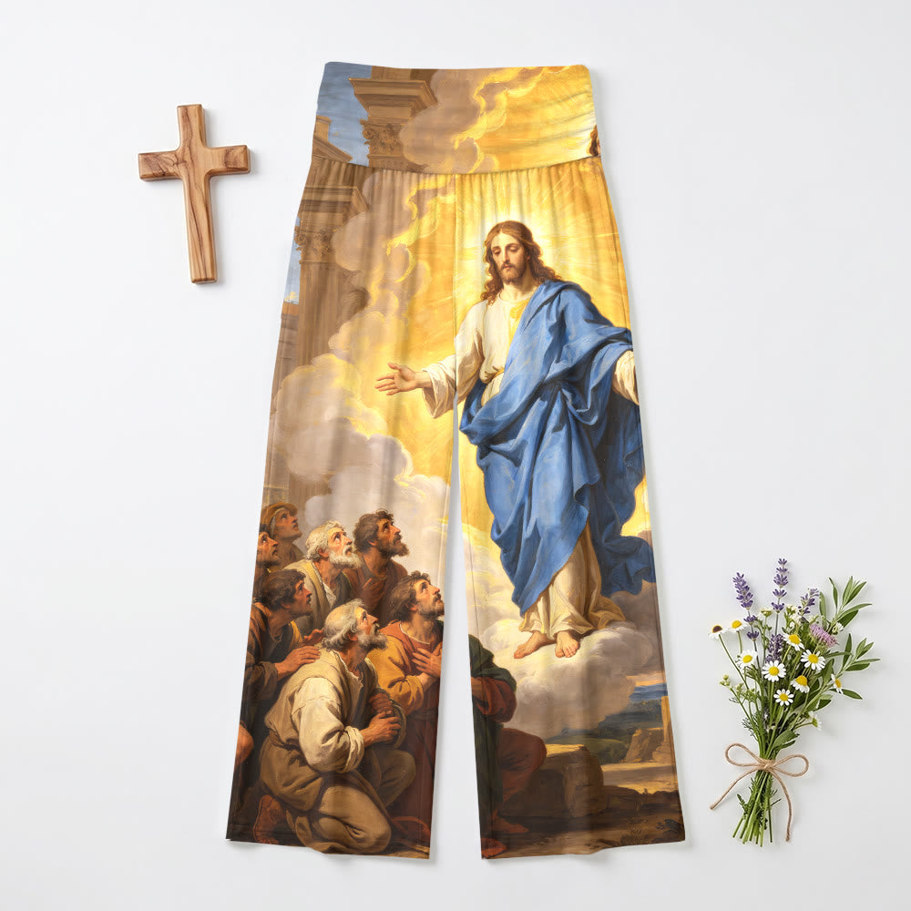 Christianartworkshop Blick der Jünger Jesu im Vintage-Stil – Klassischer Ölgemälde-Druck – Damenhose mit hohem Bund und weitem Bein - US22, UK/AU26, EU54 - image 0