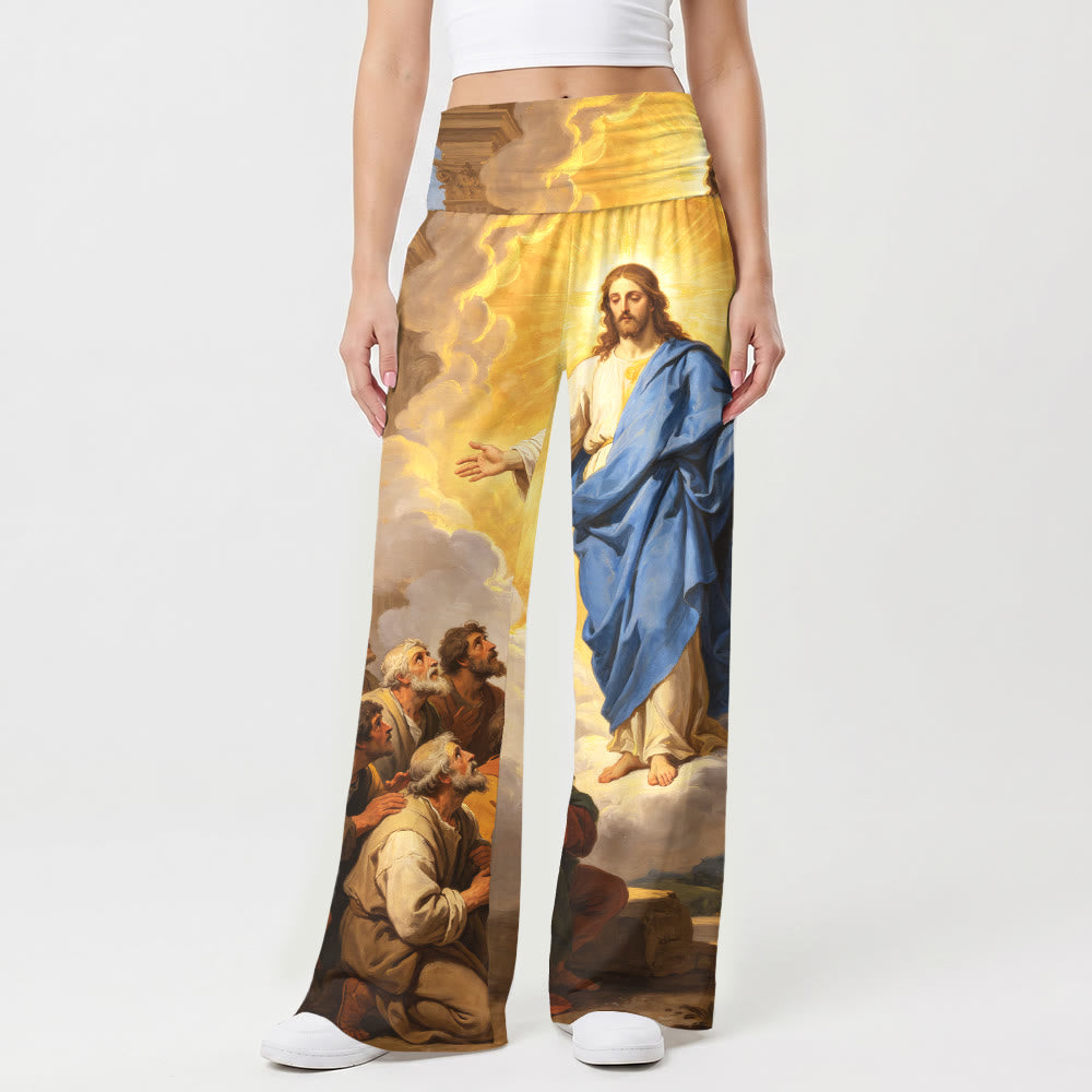 Christianartworkshop Blick der Jünger Jesu im Vintage-Stil – Klassischer Ölgemälde-Druck – Damenhose mit hohem Bund und weitem Bein - image 1
