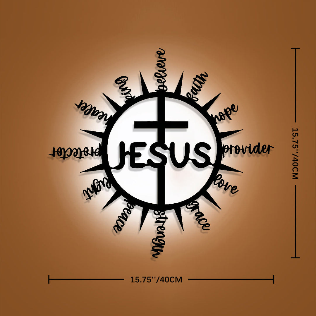 Christianartworkshop Sonnenstrahlenrahmen mit Jesus-Segensworten, Kreuz aus Metall, Wanddekoration: Anmutiges Zeichen der vielseitigen himmlischen Barmherzigkeit - 15,75''*15,75''*0,04''/40cm*40cm*0,1cm - image 11