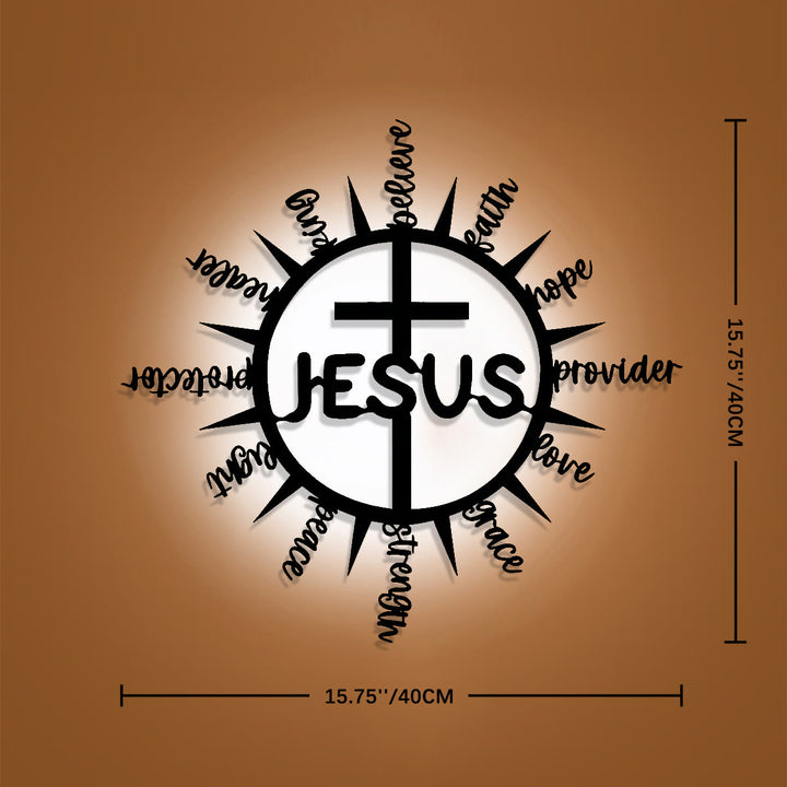 Christianartworkshop Sonnenstrahlenrahmen mit Jesus-Segensworten, Kreuz aus Metall, Wanddekoration: Anmutiges Zeichen der vielseitigen himmlischen Barmherzigkeit - 15,75''*15,75''*0,04''/40cm*40cm*0,1cm - image 11