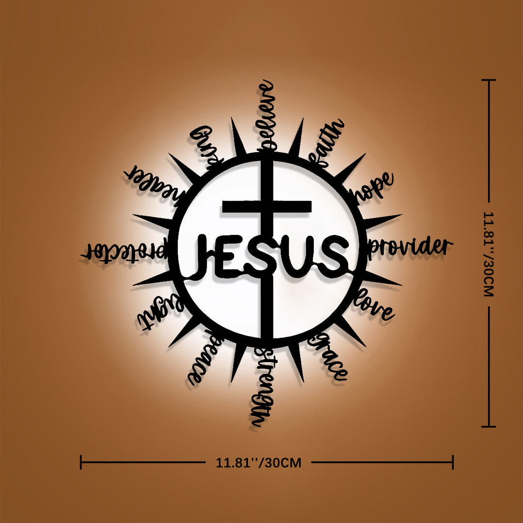 Christianartworkshop Sonnenstrahlenrahmen mit Jesus-Segensworten, Kreuz aus Metall, Wanddekoration: Anmutiges Zeichen der vielseitigen himmlischen Barmherzigkeit - 11,81''*11,81''*0,04''/30cm*30cm*0,1cm - image 10