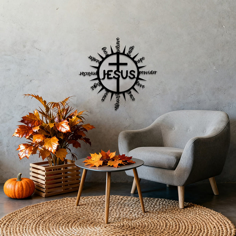 Christianartworkshop Sonnenstrahlenrahmen mit Jesus-Segensworten, Kreuz aus Metall, Wanddekoration: Anmutiges Zeichen der vielseitigen himmlischen Barmherzigkeit - image 1