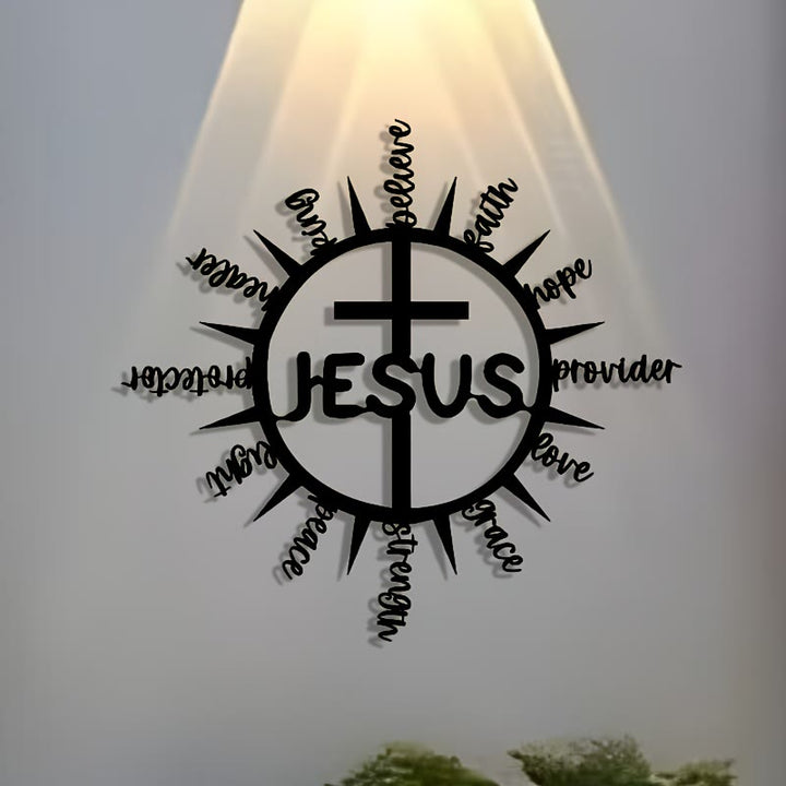 Christianartworkshop Sonnenstrahlenrahmen mit Jesus-Segensworten, Kreuz aus Metall, Wanddekoration: Anmutiges Zeichen der vielseitigen himmlischen Barmherzigkeit - image 5