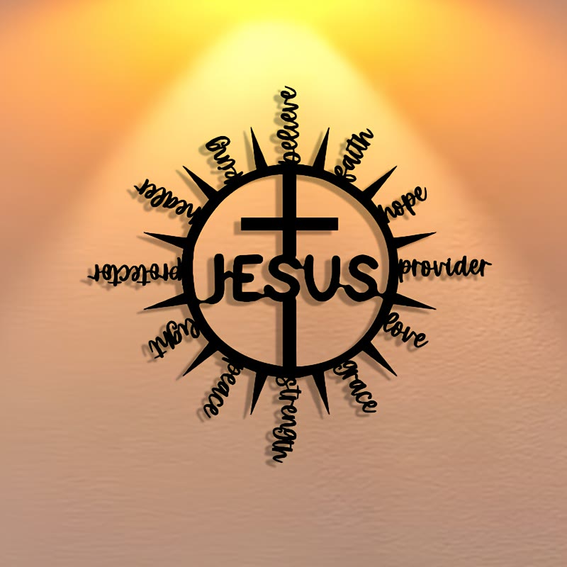Christianartworkshop Sonnenstrahlenrahmen mit Jesus-Segensworten, Kreuz aus Metall, Wanddekoration: Anmutiges Zeichen der vielseitigen himmlischen Barmherzigkeit - image 0