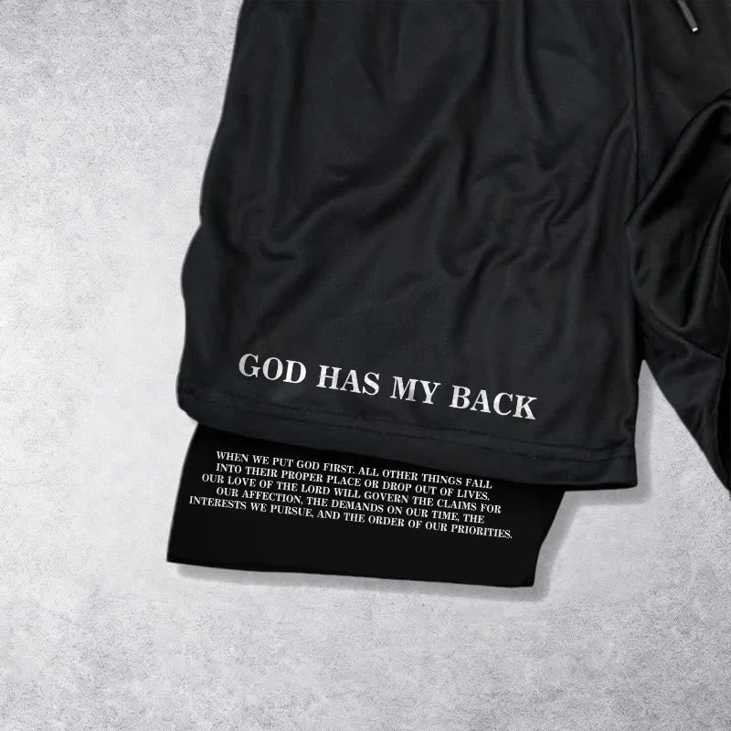 Christianartworkshop Gott steht mir bei – Dornenkrone-Jesus-Skizze, zweifarbig bedruckt, Kordelzug-Shorts mit Glaubensmotiv - image 11