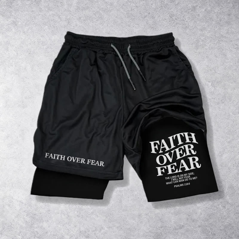 Christianartworkshop „Glaube statt Angst“ – Passende Shorts mit zweifarbigem Print und Psalm 118,6 - Schwarz - 3XL - image 9