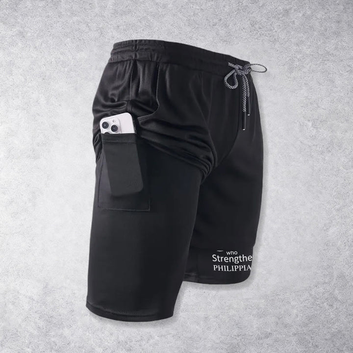 Christianartworkshop Zeitlose „Ich vermag alles durch Christus“-Sportshorts mit doppelter Lage und Kordelzug - image 13