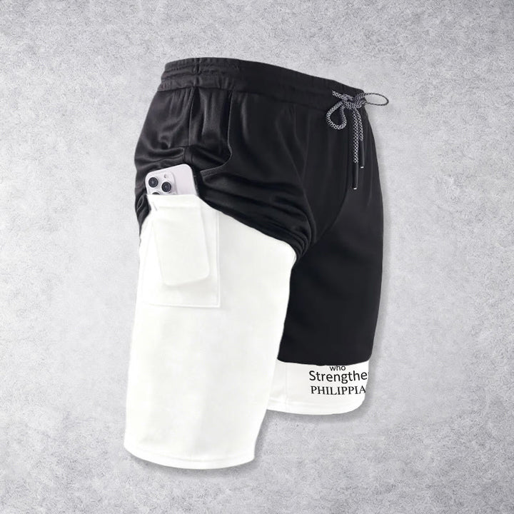 Christianartworkshop Zeitlose „Ich vermag alles durch Christus“-Sportshorts mit doppelter Lage und Kordelzug - image 4