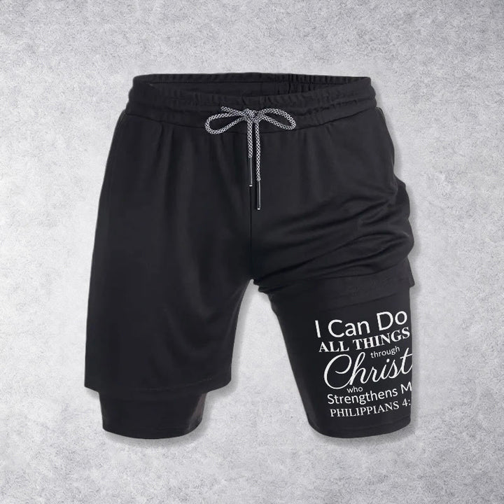 Christianartworkshop Zeitlose „Ich vermag alles durch Christus“-Sportshorts mit doppelter Lage und Kordelzug - image 10