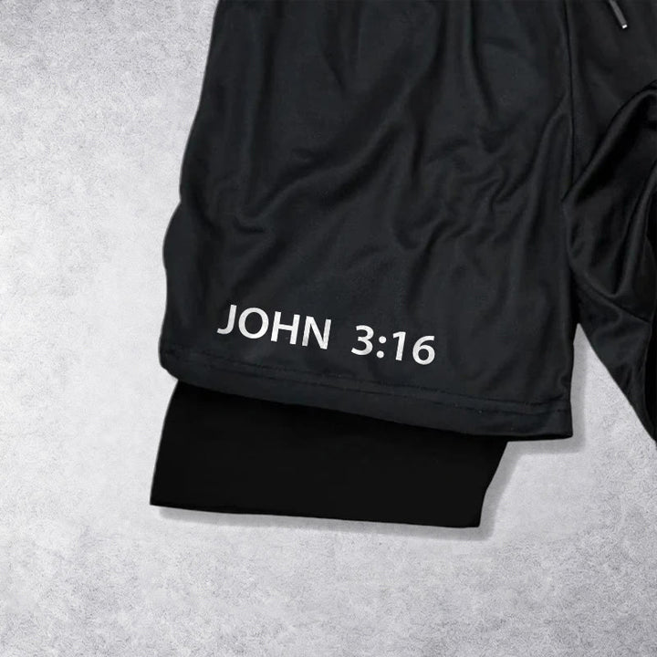 Christianartworkshop Johannes 3,16 Äußeres unbestreitbares Kreuz Vollständiger Vers Inneres zweilagige Shorts mit Kordelzug Glaube - image 11
