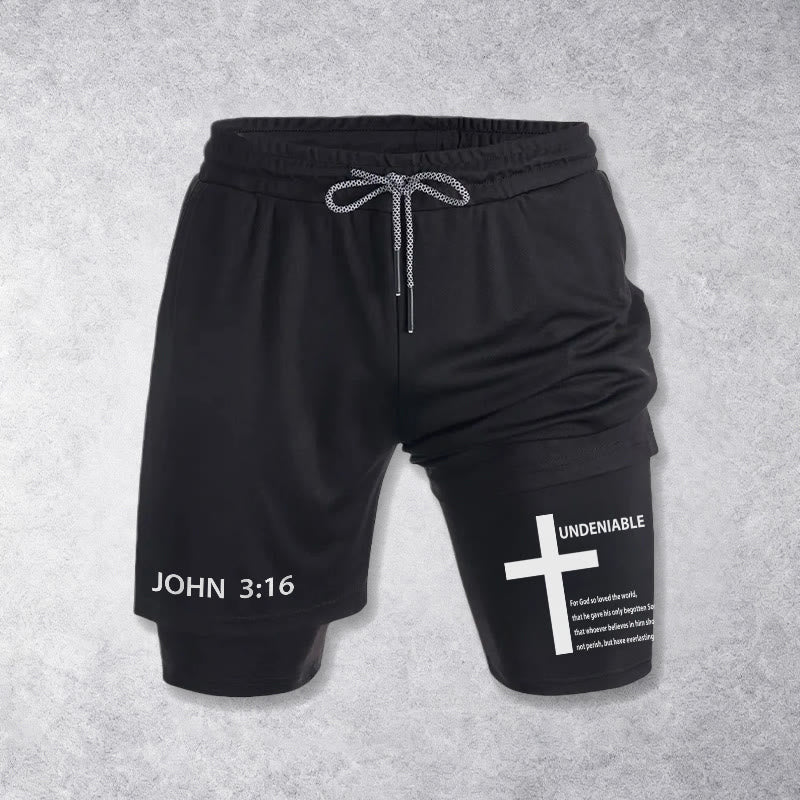 Christianartworkshop Johannes 3,16 Äußeres unbestreitbares Kreuz Vollständiger Vers Inneres zweilagige Shorts mit Kordelzug Glaube - image 10