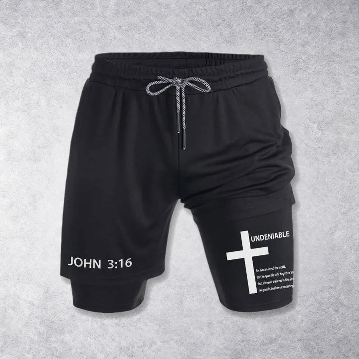 Christianartworkshop Johannes 3,16 Äußeres unbestreitbares Kreuz Vollständiger Vers Inneres zweilagige Shorts mit Kordelzug Glaube - image 10