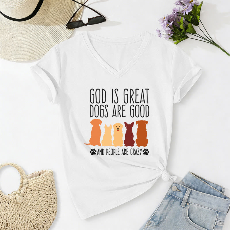 Christianartworkshop Gott ist groß, Hunde sind gut – mehrfarbiges T-Shirt mit Hunde-Silhouette und Pfotenabdruck-Grafik auf lässigem V-Ausschnitt - Weiß - 2XL - image 20