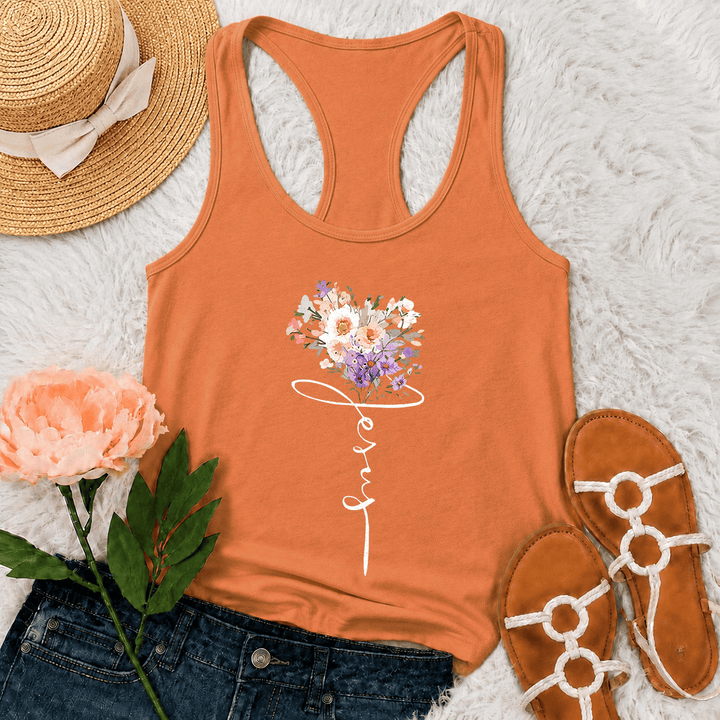 Christianartworkshop Tanktop mit weichem Pastellmuster, wildem Blumenmuster und Glaubensschrift (Stem Art Racerback) - Orange - 2XL - image 27