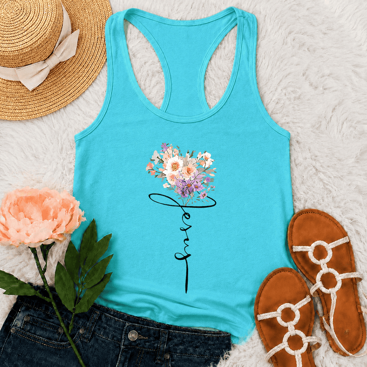 Christianartworkshop Tanktop mit weichem Pastellmuster, wildem Blumenmuster und Faith-Schriftzug, Stem Art-Design und Racerback-Rückenausschnitt - Minze - 2XL - image 18