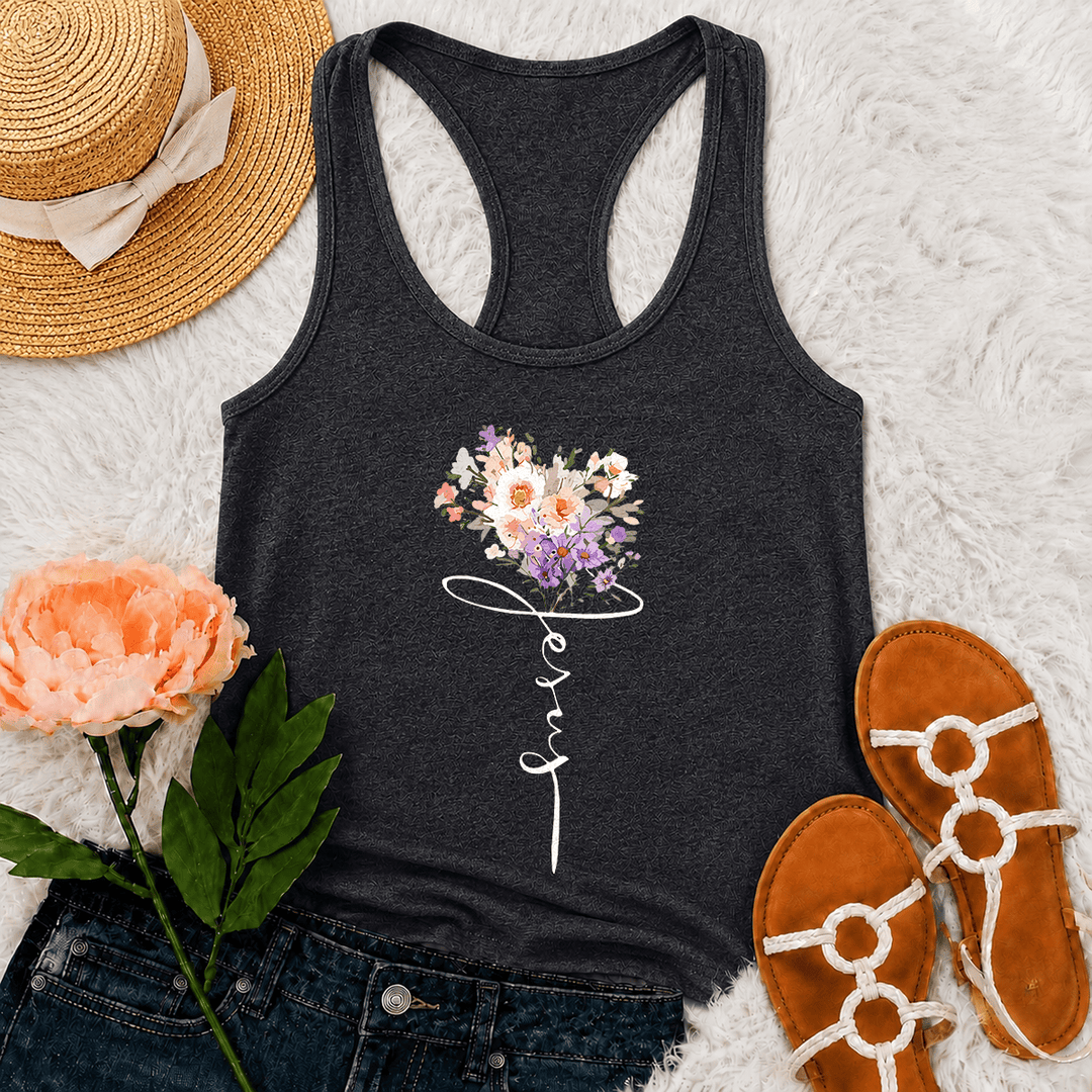 Christianartworkshop Tanktop mit weichem Pastellmuster, wildem Blumenmuster und Glaubensschrift (Stem Art Racerback) - Grau - 2XL - image 15