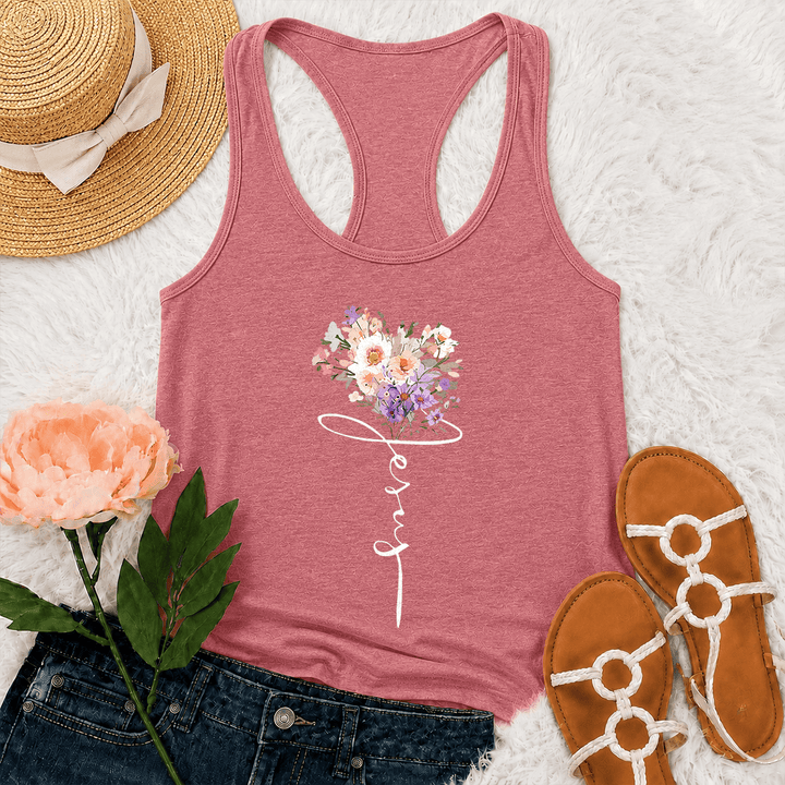 Christianartworkshop Tanktop mit weichem Pastellmuster, wildem Blumenmuster und Glaubensschrift (Stem Art Racerback) - Rosa - 2XL - image 21