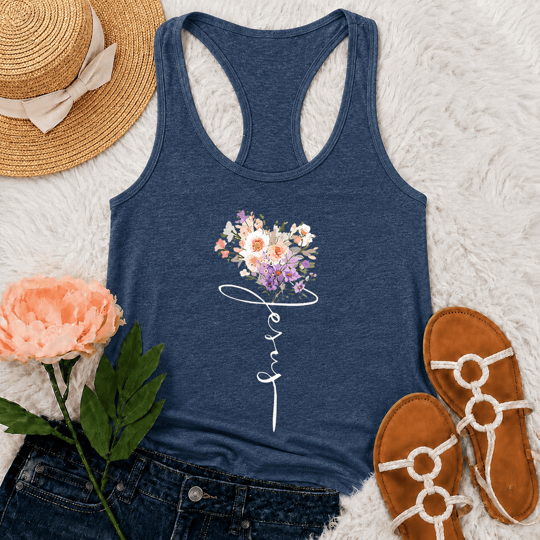 Christianartworkshop Tanktop mit weichem Pastellmuster, wildem Blumenmuster und Glaubensschrift (Stem Art Racerback) - Marineblau - 2XL - image 3
