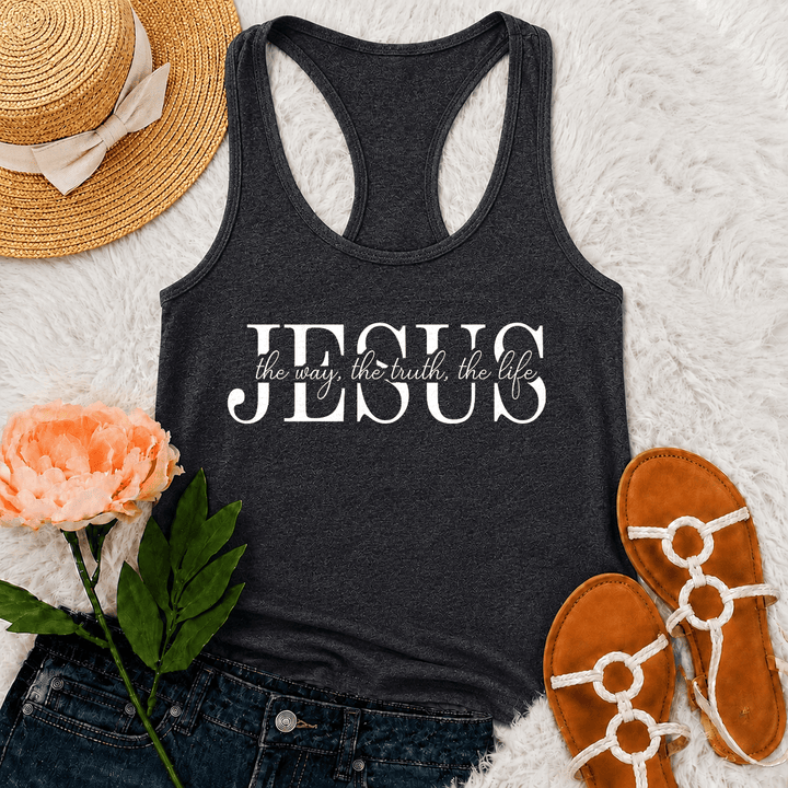 Christianartworkshop Jesus – Der Weg, die Wahrheit, das Leben – Tanktop mit gemischter Serifen- und Kursivschrift – Glaube-Text - Grau - 2XL - image 0