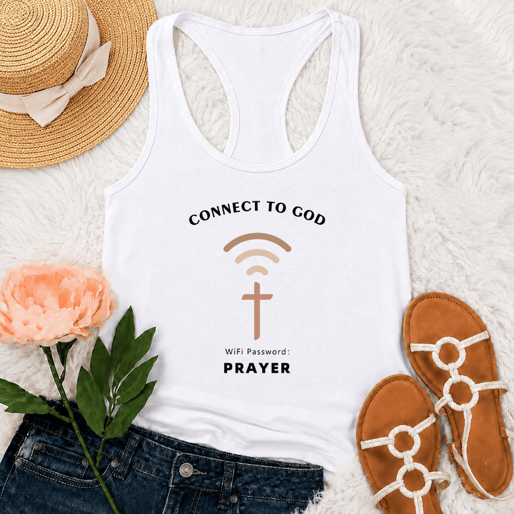 Christianartworkshop Verbinde dich mit Gott – WLAN-Signalkreuz-Grafik – WLAN-Passwort-Gebet – Lässiges, inspirierendes Racerback-Tanktop - Weiß - 2XL - image 9