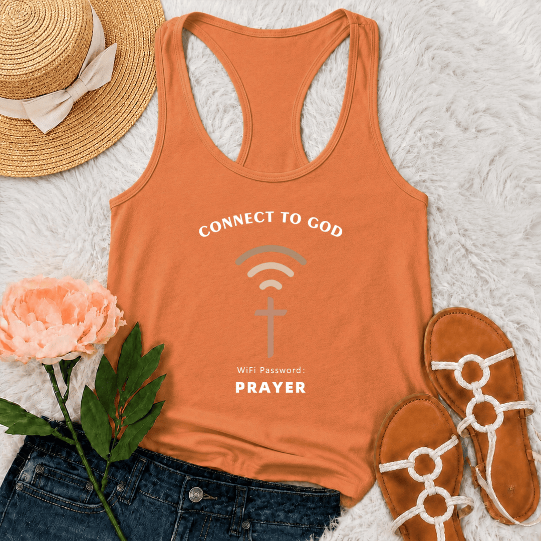 Christianartworkshop Verbinde dich mit Gott – WLAN-Signalkreuz-Grafik – WLAN-Passwort-Gebet – Lässiges, inspirierendes Racerback-Tanktop - Orange - 2XL - image 15
